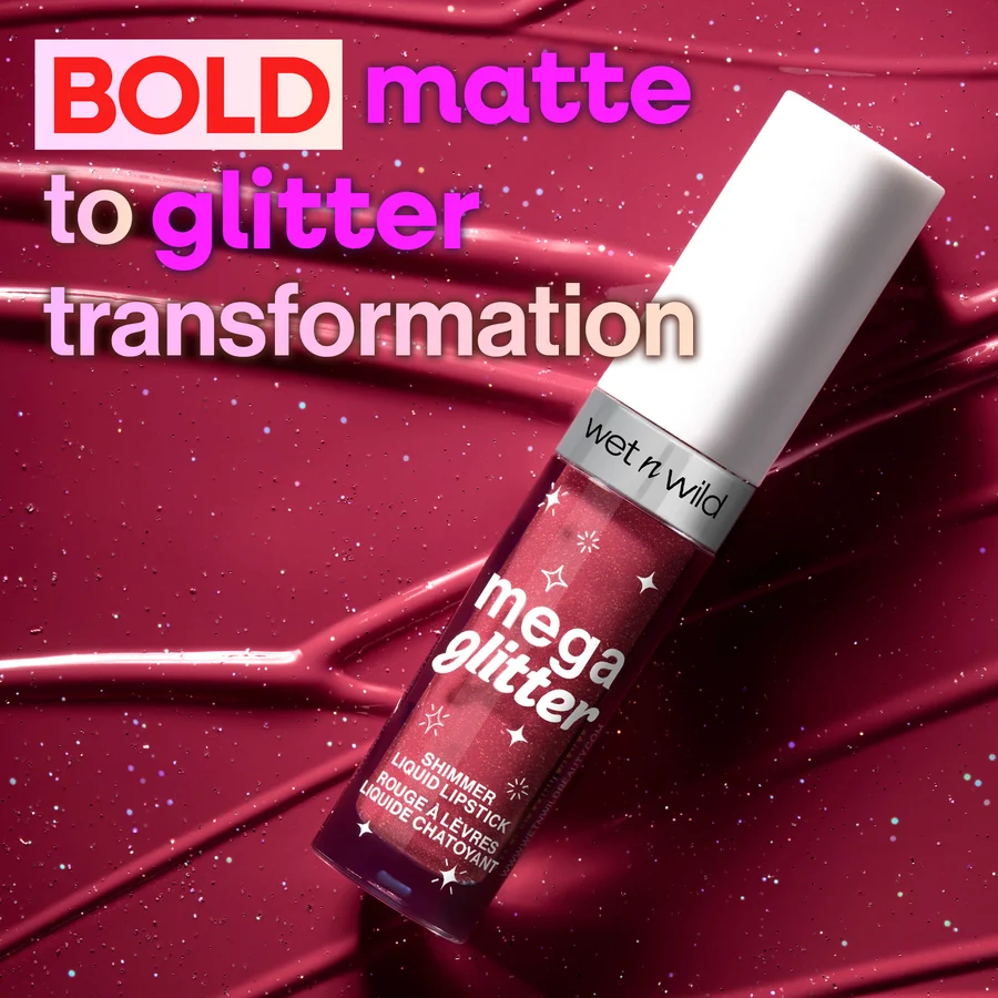 Mega Glitter Shimmer Liquid Lipstick Pink 2.8ml