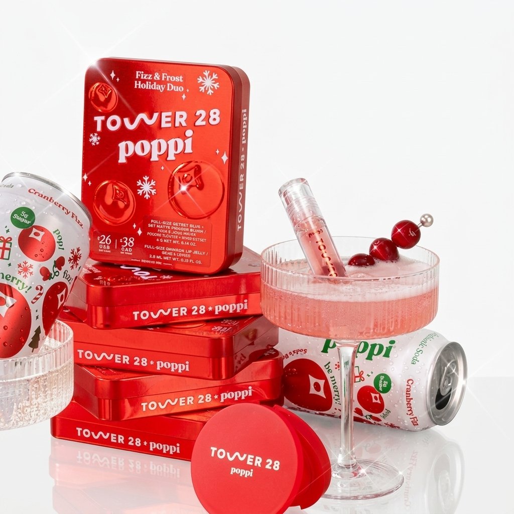 Poppi Fizz&Frost Holiday Duo Lip Jelly Cranberry Frost 3.9ml Matte Powder Blush Cranberry Fizz 4g