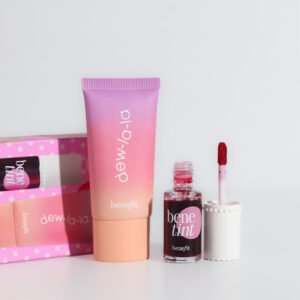 1 Dew The Benetint Set Benetint Rose Tinted Lip & Cheek Stain Full Size 6ml Dew La La Liquid Glow Highlighter Luna (Light Medium) Full Size 25ml