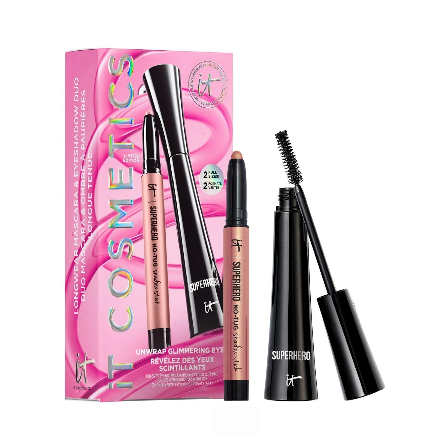Unwrap Glimmring Eyes Full Size Superhero Mascara 9ml Full Size Superhero No Tug Shadow Stick 1.6g