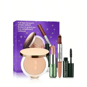 Full Face Forward Simply Radiant Set True Highlight Weightless Illuminator 02 Starlit Glow 8g Longwear Lipstick 02 Bare Pop High Impact Mascara 01 Black 3.5ml High Impact Shadow Play 07 Flame+Ember