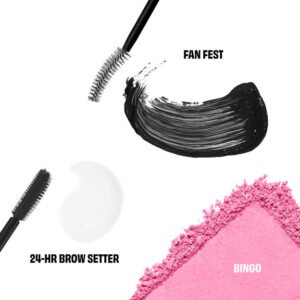 Beng Bingo Set Fan Fest Fanning & Volumizing Mascara Full Size 8.5g 24HR Brow Setter Clear Brow Gel Full Size 7ml Bingo Bright Pink Blush Mini Size 2.5g