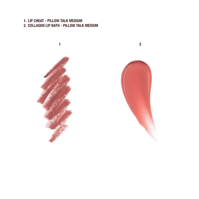 Pillow Talk Glossy Lip Kit Pillow Talk Medium Lip Cheat Mini Size 0.8 g Collagen Lip Bath Mini Size 2.6 ml