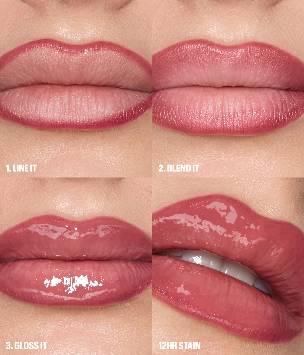 Make Out Sesh Lip Stain & Lip Gloss Duo Rosy Bombshell Lip Contour Stain Rosewood 1.0ml Faux Filler Lip Gloss Bombshell 3.9ml