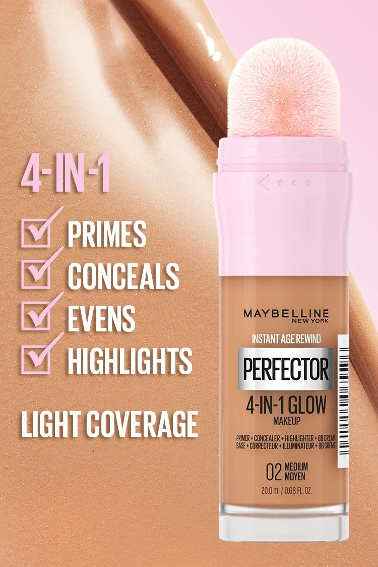 Instant Age Rewind Perfector 4in1 Glow Makeup Primer+Concealer+Highlighter+BB Cream 1.5 Light Medium 20ml