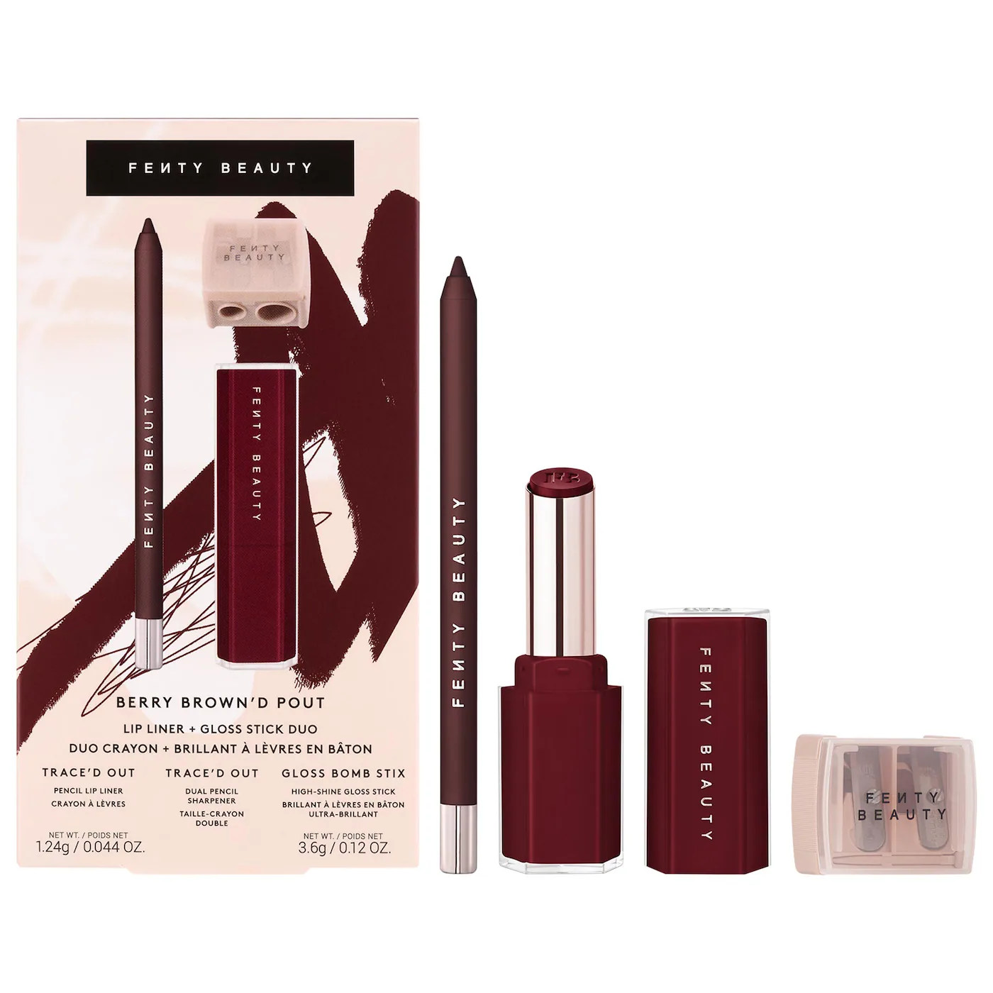 Berry Brown'D Pout Lip Liner + Gloss Stick Duo Trace'd Out Pencil Lip Liner 08 Brown'D Out 1.24g Trace'd Out Dual Pencil Sharpener Gloss Bomb Stick 11 Black'R Berry 3.6g