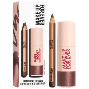 Limitless Brown Lip Pencil & Lip Gloss Duo Artist Color Pencil 608 Limitless Brown 0.7g Super Boost Moisturizing Plumping Effect Lip Gloss 07 Limitless Brown 9ml